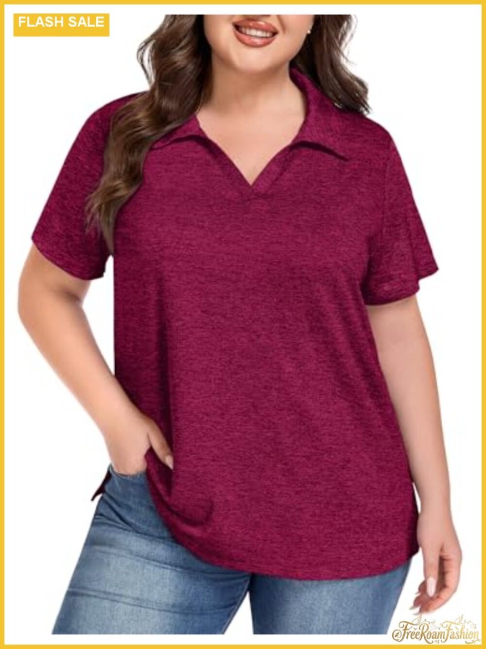 Plus Size Short Sleeve Polo Golf Shirt Moisture Wicking Athletic Workout Top
